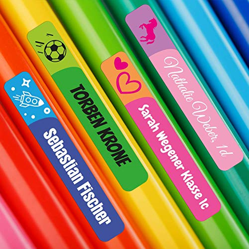 foliado® kids Namensaufkleber Kinder Etikett 45x7mm Sticker für Stifte Namensetikett Schule Kita Kleidung personalisierte Klebeetiketten wasserfest APD-030 (60)