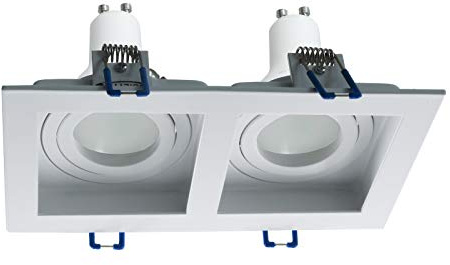 Faretto da incasso rettangolare Bianco, doppia lampada LED GU10 16W luci soffitto 230V, 1160 Lumen Luce diffusa Ideale per Illuminare Casa Camera Letto Cucina Corridoio Ufficio Hotel Luce 3000K Calda