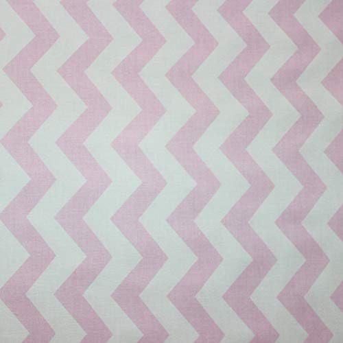 Pingianer 100x160cm Streifen 100% Baumwolle Baumwollstoff Kinder Meterware Handwerken Nähen Stoff (Weiß Rosa Zick Zack, 100x160cm (11,99/m))