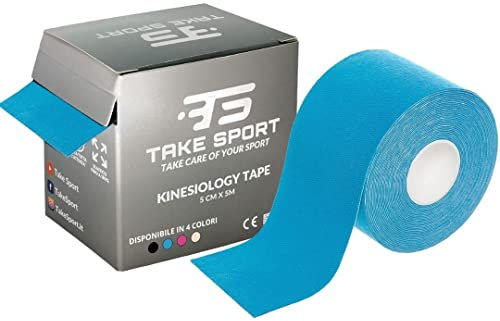 TS TAKE SPORT Kinesio Tape, Nastro Kinesiologico Elastico 5x5m, 95% Cotone 5% Spandex, per Taping Kinesiologico e Neuromuscolare, 1 Rotolo, Resistente ad Acqua e Sudore