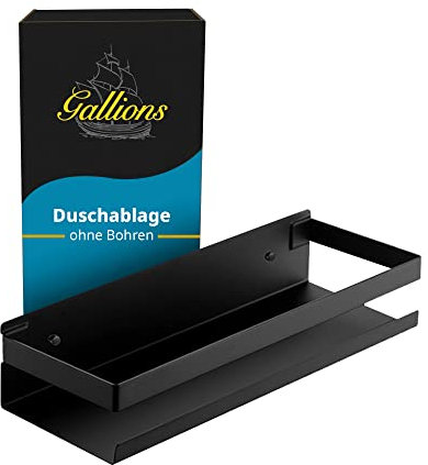 Gallions Duschablage ohne Bohren Edelstahl rostfrei 30cm schwarz matt - Duschkorb zum Kleben in Bad Badezimmer Dusche - Ablage zur Aufbewahrung für Shampoo und Duschgel - Duschregal Badablage