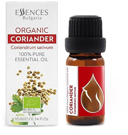 Essences Bulgaria BIO Ätherisches Korianderöl 10ml | Coriandrum sativum | 100% Naturrein | Unverdünnt | BIO-zertifiziert | Spitzenqualität aus Familienbetrieb | Ohne Gentechnik | Vegan