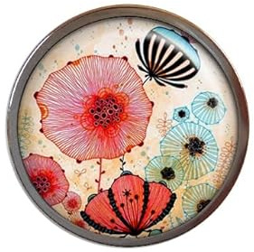 Bague Fleurs chinoises cabochon acier inoxydable