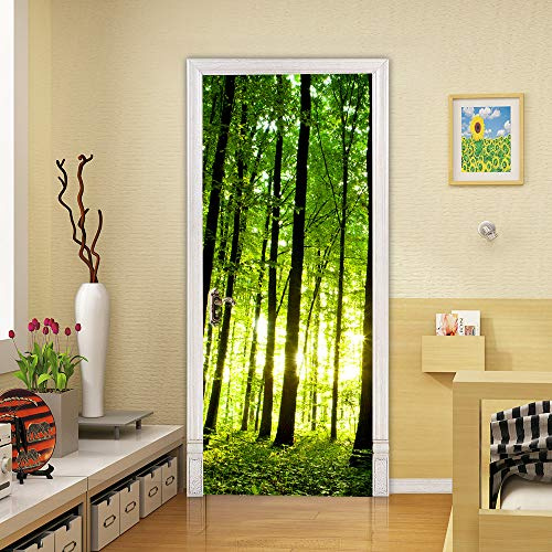 3D Türtapete Selbstklebend Türaufkleber - WALD - Türposter PREMIUM PVC Wasserfest Wandtattoo Für Schlafzimmer Wohnzimmer Tür Dekoration Tapete 95 x 200 cm