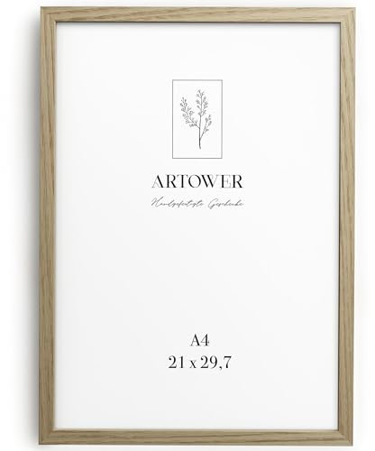 Artower® Bilderrahmen für DIN A4 21 x 30 cm Natur Holz Eiche Dünner Rahmen | Posterrahmen Groß Collage | Picture Frame 21 x 29,7cm | Holzrahmen| Holzbilderrahmen Poster Echtholz