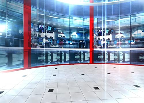 BELECO 2.1x1.5m Fabric News Room Studio Hall Backdrop 3D TV Broadcast Backdrop for Live Stream Video Conference Photo Props