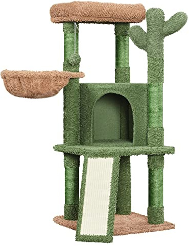 Abician Arbre à Chat 106,5 cm en Bois Petit Arbre à Chat de 42 Design Cactus avec Plateformes, Coussins Confortables, Poteaux en Sisal