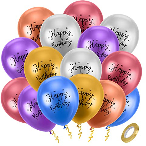 Ainiv Geburtstag Ballons, 15 Stück Luftballons Bunt, Latex Ballons für Geburtstag Junge Mädchen Party Dekoration Zubehör, Kindergeburtstag Party Deko, Babyparty, Luftballon Girlande (Happy Birthday)