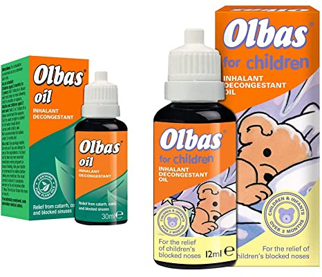 Olbas Oil 30ml - Inhalant Decongestant Oil - Relief from Catarrh, Colds & Blocked Sinuses & Oil for Children 12ml - Inhalant Decongestant Oil - Relief from Catarrh, Colds & Blocked Sinuses