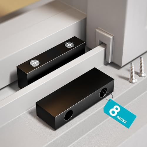 I-EASYDWW 8 Pack Window Locks, Sliding Window Locks for Vertical & Horizontal Windows, Security Window Stopper for Home Bedroom Office, Double Screw Mounting (20mm Height, Black)