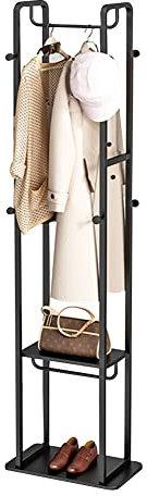 Garderobenständer, Bodenständer, stabiler Aufbewahrungshalter, große Kapazität, Kleidung, Schuh, Handtasche, Schals, Organizer, ideal für Flur, Schlafzimmer, Eingangsbereich, Büro