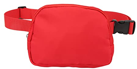 SUNGOOYUE Nylon Fanny Pack, wasserdichte Modische Reißverschlusstaschen Taillentasche mit Verstellbarem Gürtel für Frauen und Erwachsene (Rot)