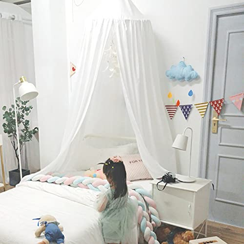 Surwin Betthimmel Madchen Jungen Babybett Doppelbett, Moskitonetz Baldachin Kinderzimmer Einzelbett Himmel Schlafzimmer Dekoration Spielzelte Kinder Geschenk, Ohne Bohren (nordisches Weiß)
