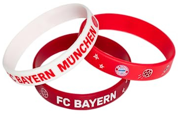 FC Bayern München barnarmband set om 3 | unisex | röd och vit | silikon | nickelfri