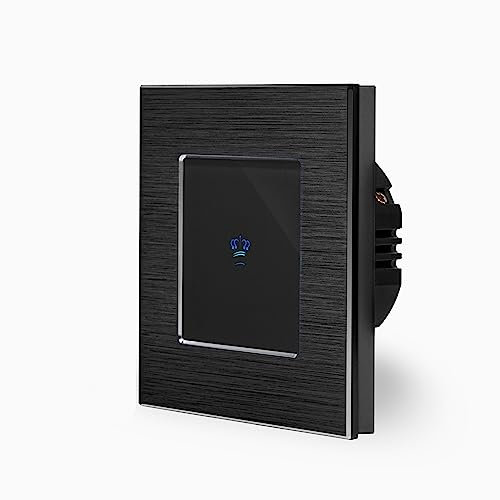 KRONE einfacher Touch Wechsel Dimmer Lichtschalter Ein/Aus dimmbar 1-Fach im Aluminiumrahmen in schwarz 1-Weg Glas Berührungs Wandschalter Wechselschalter zum dimmen von mehreren Orten Luxus-Time