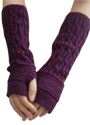 VUCDXOP Winter Gestrickte Handschuhe für Damen, Fingerlose Armstulpen Feinstrick lang Handwärmer Stulpen, Warm Strick Handschuhe Pluswärmer Handstulpen Armwärmer Stulpen für Damen