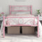 Yaheetech 3ft Single Metal Bed Frames Platform Bed with Scroll Design Headboard and Footboard,Ground clearance: 32 cm/Pink