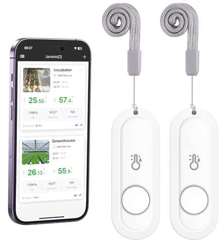 Ankilo Neueste Bluetooth Thermometer Hygrometer, Mini Kabelloses Thermo Hygrometer mit Smart Sensor App, Digital Thermometer mit Datenexport für Haus Garage Babyzimmer 2er Pack