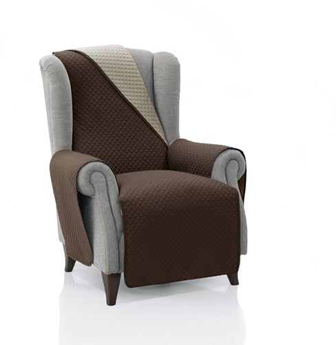 FAVERTI® Copripoltrona imbottita 1 posto - 55 cm (seduta) | Modello Requena, marrone beige reversibile | protezione compatibile con poltrone relax e paraorecchie | tela lavabile, prodotto in Spagna