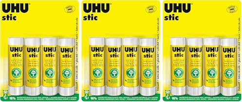 UHU Stic colla per bambini, sicura da usare per i lavoretti, adatta per la scuola, l'ufficio, l'università 4 x 40 g (Confezione da 3)