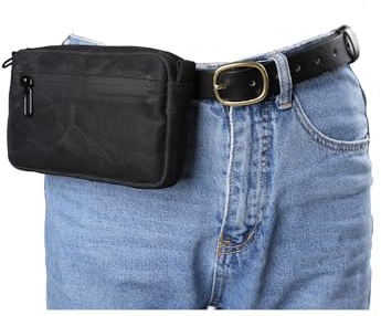 Sayram SP7 EDC Gürteltasche Herren, EDC Pouch Canvas mit Reißverschluss, EDC Hüfttasche Waist Bag für Herren, EDC Tasche for Gürtel Organizer Tasche für den täglichen Gebrauch – Ölwachs Schwarz