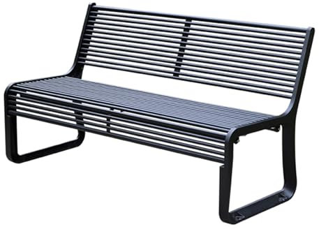 Metall-Garten-Veranda-Terrassenstuhl-Bank, Allwetter-Außenparkbank, Park-Lattensitz Aus Aluminiumguss, Zweisitzer-Stuhl für Hof, Rasen, Balkon, Hinterhof ( Color : Black - With Backrest , Size : 180cm