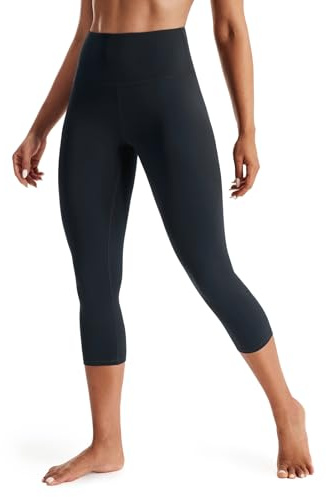 PERSIT Women's Gym Leggings - Tummy Control, High Waisted Compression Black Running Workout Sports Leggings Yoga Pants for Women - 21 Inches Black S