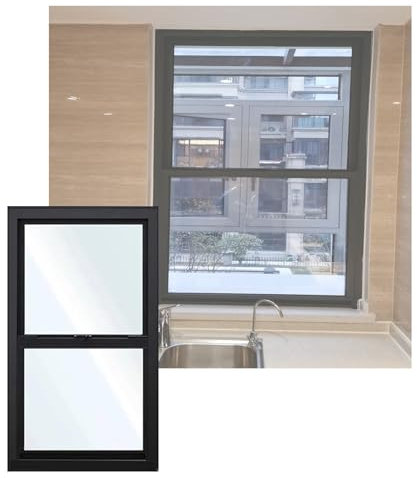 HJLKDYM Aluminium-Servicefenster Für Speisewagen, Versenktes Schiebefenster Mit Griff, Hühnerstall, Keller, Wohnzimmer, Küche(Schwarz,50x110cm)