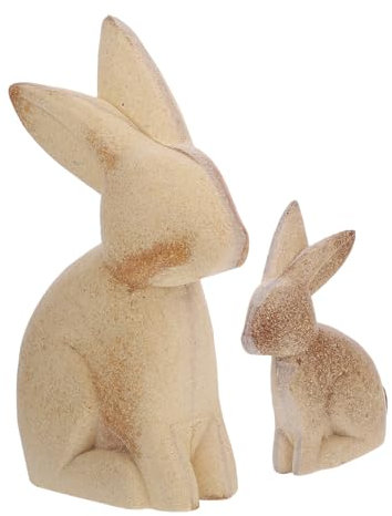 JEWEDECO Massivholzhandwerk Kaninchen Holzornament Kreatives Tierdekor Schreibtischschmuck Diy-malerei Dekoration Für Zuhause Büro