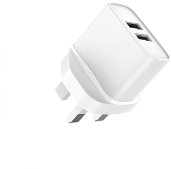 Jaym - Cargador de corriente doble USB-a 12 W, 2,4 A, color blanco