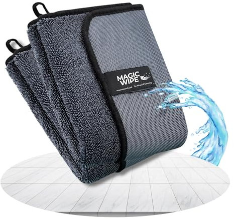 Magicwipe® Bathroom Drying & Cleaning Cloth XXL (40×60 cm, 2 Pack) – Removes Limescale, Hard Water & Soap Scum in Seconds with Just Water – Streak-Free for Shower Glass, Mirrors & Tiles