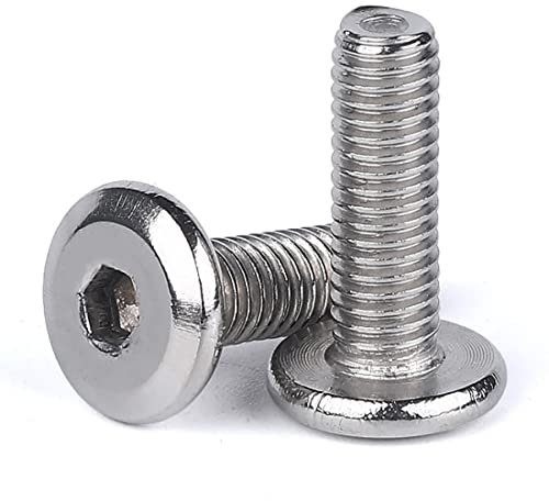 Cilky Metallschrauben 5 Stück Flachknopf-Kappenschraube M10 Ultra-Low-Head-Innensechskantschraube 304 Edelstahl-Kappenschraube Möbelbeschlag Möbelschraube(M10*30)