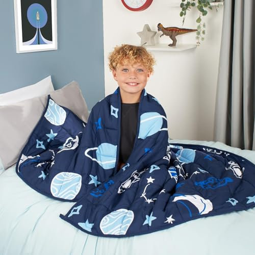 OHS Weighted Blanket Teddy Fleece 3kg Space Navy, Single Weighted Blanket for Adults Calming Stress Relief Anti Anxiety heavy Blankets Gift for Men Women (Disclaimer:Only Suitable for Age 3+Years)