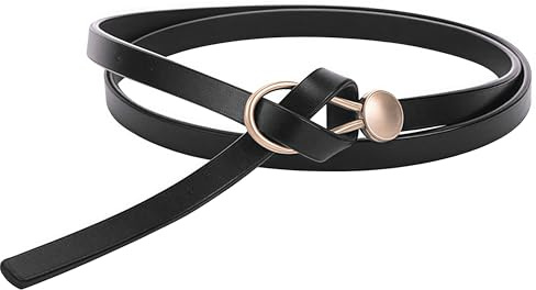 Pandalein Schmaler Taillengürtel für Damen Skinny Belt Frauen Ledergürtel Retro Kleidergürtel Mode Leder Hüftgürtel Verstellbarer Dünner Gürtel für Kleider Jeans Mantel