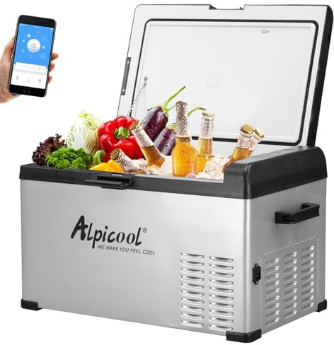 SDKEHUI Tragbare Gefrierbox Minikühlschrank Elektrische Kühlbox 12V/24V, Auto Kühlbox 30 L Kühlbox Elektrisch -20℃ ~20℃ Kompressor Kühlbox, für Auto, LKW, Boot, RV mit Griff