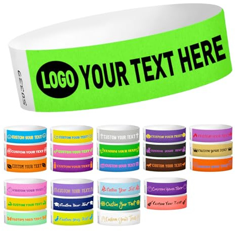 Benutzerdefinierte Armbänder für Event-Papierarmbänder, personalisierte 100 Logo-/Farb-/Text-/Schild-Armbänder mit für Festival-Treffen, Eintrittspartys, Konzerte