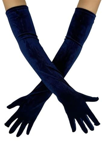 WANYI Handschuhe Lang 1 Paar Handschuhe Damen Elegant Brauthandschuhe Samt Velvet Verdickung Abendhandschuhe 1920er Retro Gloves 53cm für Abschlussball Hochzeit Opera