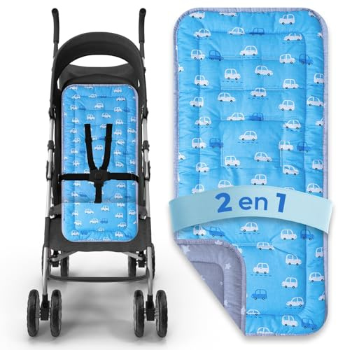 Custodia per passeggino universale | Reversibile (2 in 1) | Traspirante | Per tutto l'anno | Lavabile | Imbottitura per maggiore comfort del bambino. Compatibile con la maggior parte dei marchi