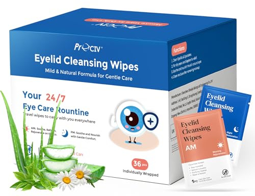 Day & Night Eyelid Wipes for Dry Eyes & Blepharitis Relief - Morning Revitalizing & Evening Soothing Restoration, Dual Use Eyelid & Lash Cleaner for Women and Men, Travel Essentials