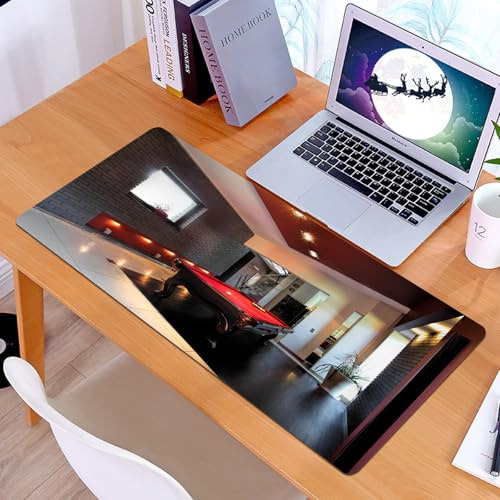 KDWJS Gaming Mauspad XXL 90x40cm Mousepad Groß Vernähte Kanten Anti-Rutsch für PC,Modernes Dekor, Haus mit Snooker-Tisch, Hobby-Pool-Spiel, Flache Möbe,Laptop Verbessert Präzision und Geschwindigkeit