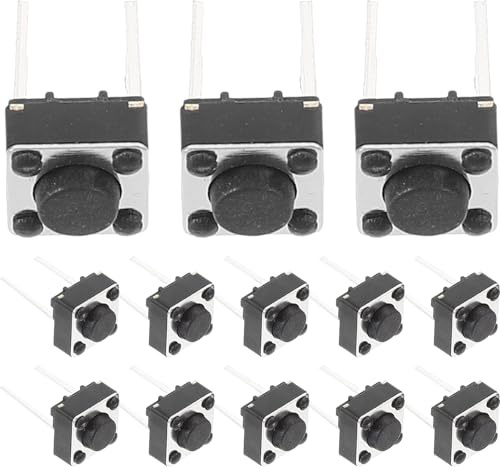 Cabilock 100 Stück Momentary Drucktaster mit Pins Leichter Bedienung Einfacher Einbau Geeignet für PCB für DIY Elektronikprojekte und Reparaturen