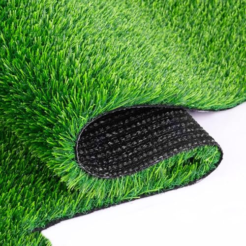 Kunstrasen Teppich Rollrasen Künstlich Wetterfest Rollrasen Grasmatte für Balkon, Terrasse, Garten, Grün(1x1m/3.28x3.28ft)