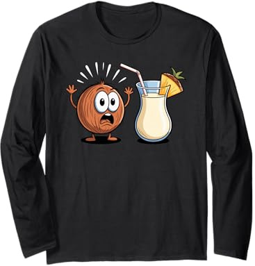 Noce di Cocco Spaventata Che Guarda Il Latte di Cocco Maglia a Manica