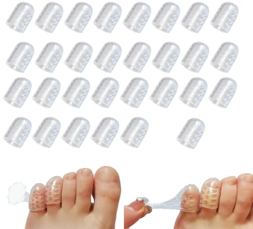 TIEROSTOTE Breathable Silicone Little Toe Sleeves (for Women) with Airflow Holes，Gel Toe Covers，Silicone Anti-Friction Toe Protector，Breathable Gel Toe Separators (30)