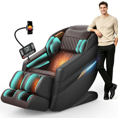 FURNIMAT 4D Full Body Massage Chair Zero Gravity SL-Track for Home, Shiatsu | 22 Programmes, 16 Airbags, 6 Techniques, Foot Massage, Heated, Body Scan, Voice control, No assembly, Back & Neck Pain