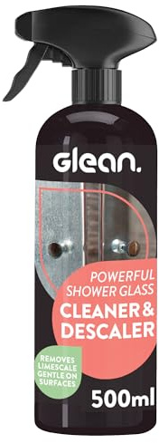 GLEAN Shower Glass Cleaner and Descaler Spray, Liquid, Limescale Remover, 500 milliliters, for Glass and Plastic