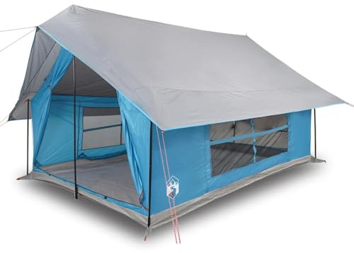 HETFTJN Campingzelt für 5 Personen Blau, Großes Familienzelt mit 2 Eingängen und 353 x 248 x 210 cm, Outdoor-Zelt mit abnehmbarem Überzelt und Tragetasche für Campingausflüge