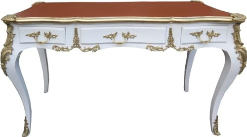 Casa Padrino Luxus Barock Schreibtisch Weiss/Gold/Apricot - Sekretär Luxus Möbel - Limited Edition