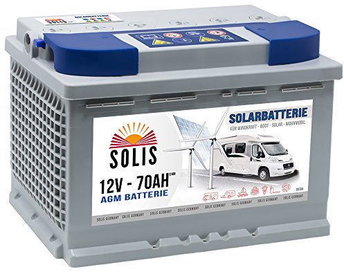 SOLIS Solarbatterie 12V 70Ah AGM Batterie Versorgungsbatterie Wohnmobil Verbraucher Boot Wohnwagen Camping Batterie zyklenfest (70AH 12V)