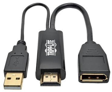 TRIPP LITE 4K HDMI to DisplayPort Video Converter w/USB Power, Male-to-Female, 4Kx2K @ 30Hz HDMI to DP, 6 inches, Black, 2-Year Warranty (P130-06N-DP-V2)